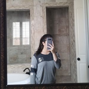 PINK long sleeved black sparkly shirt